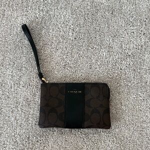 Coach Signature Brown and Black Wristlet